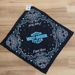 Harley-Davidson Black Bandana with Blue Skull Design